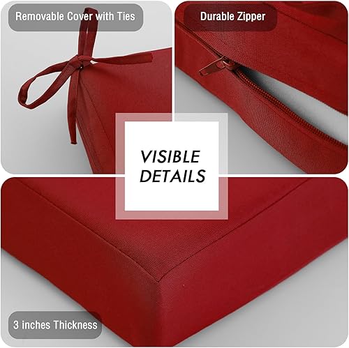 Miniatura 6 de idee-home Juego de 2 cojines para sillas de exterior, impermeables, para muebles de patio, almohadillas de repuesto para sillas exteriores con lazos