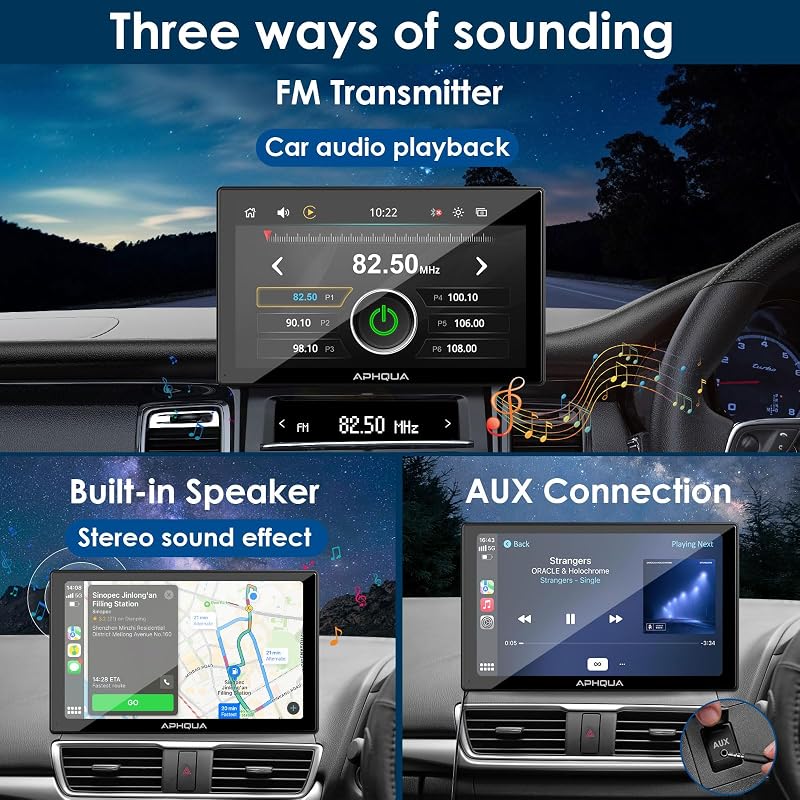 aphqua 7 Hüvelykes Érintőképernyős Autórádió Vezeték Nélküli Apple CarPlay Android Auto Bluetooth Mirror Link Funkciókkal