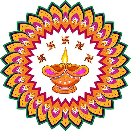 SUDHA AD PRINT Diwali Rangoli Floor Vinyl Sticker - Self Adhesive | Suitable for Living Room, Bedroom, Temple, Office | (17X17 inch)