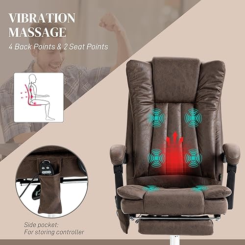 Miniatura 67 de Vinsetto Silla de oficina de masaje de vibración de 6 puntos, silla de computadora con respaldo alto con calor, altura ajustable, respaldo Azul