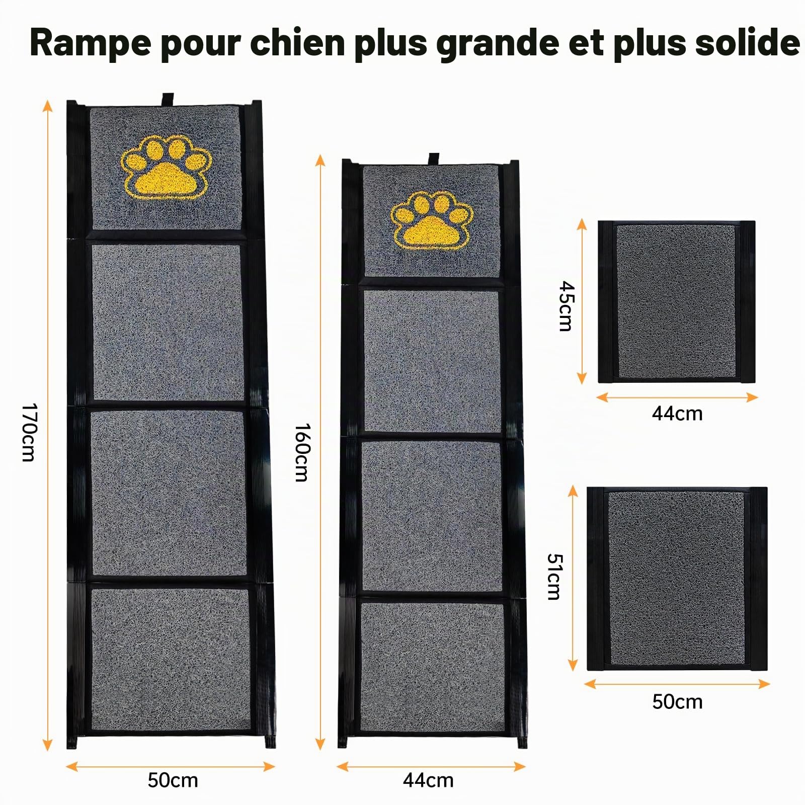 Rampe pliable pour chiens de grande taille 170 cm avec tapis antidérapant pour voiture SUV
