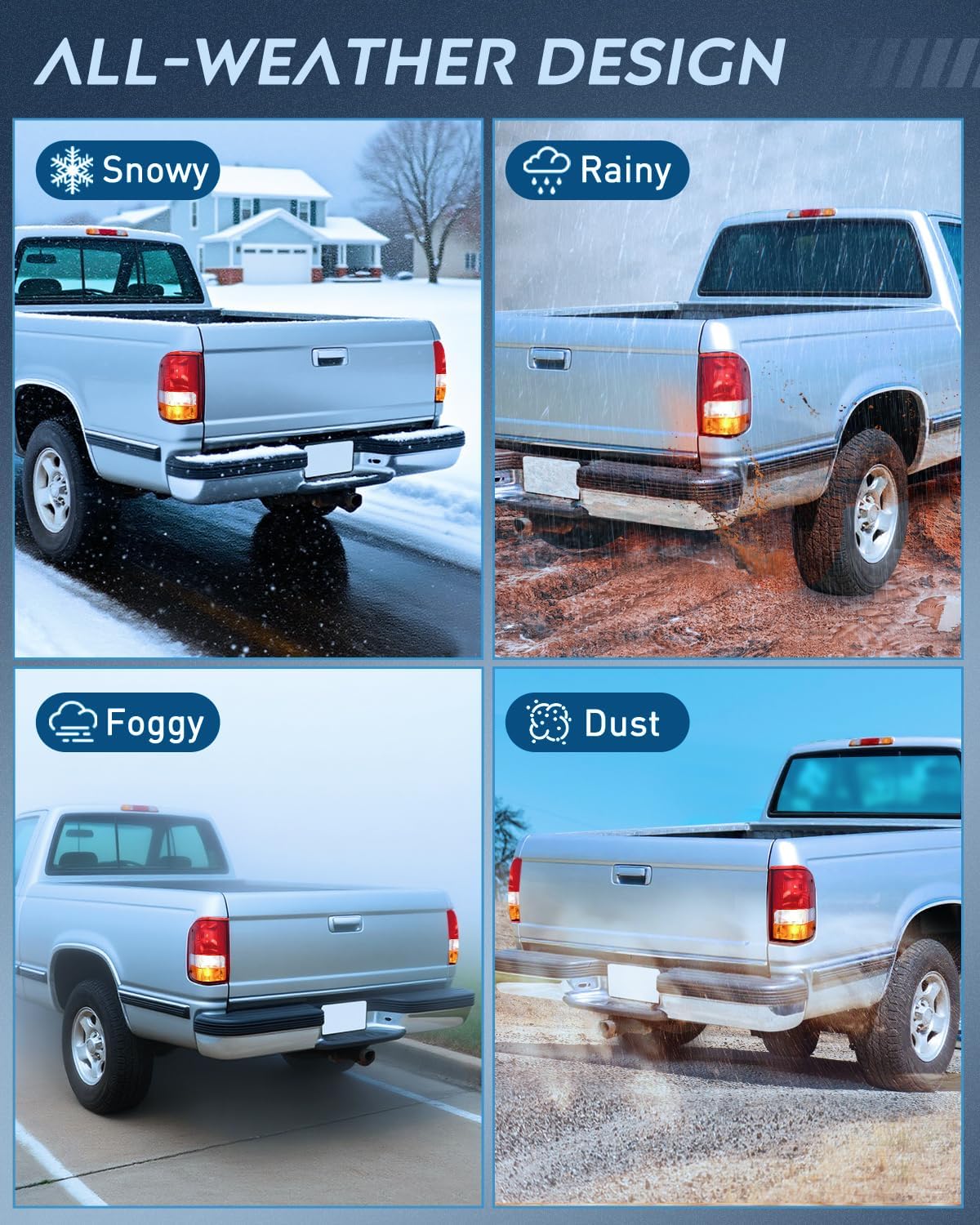 Nilight Taillight Assembly Compatible with 1993 1994 1995 1996 1997 Ford Ranger Red Clear Tail Light OE Style Rear Lamp Replacement Driver and Passenger Side