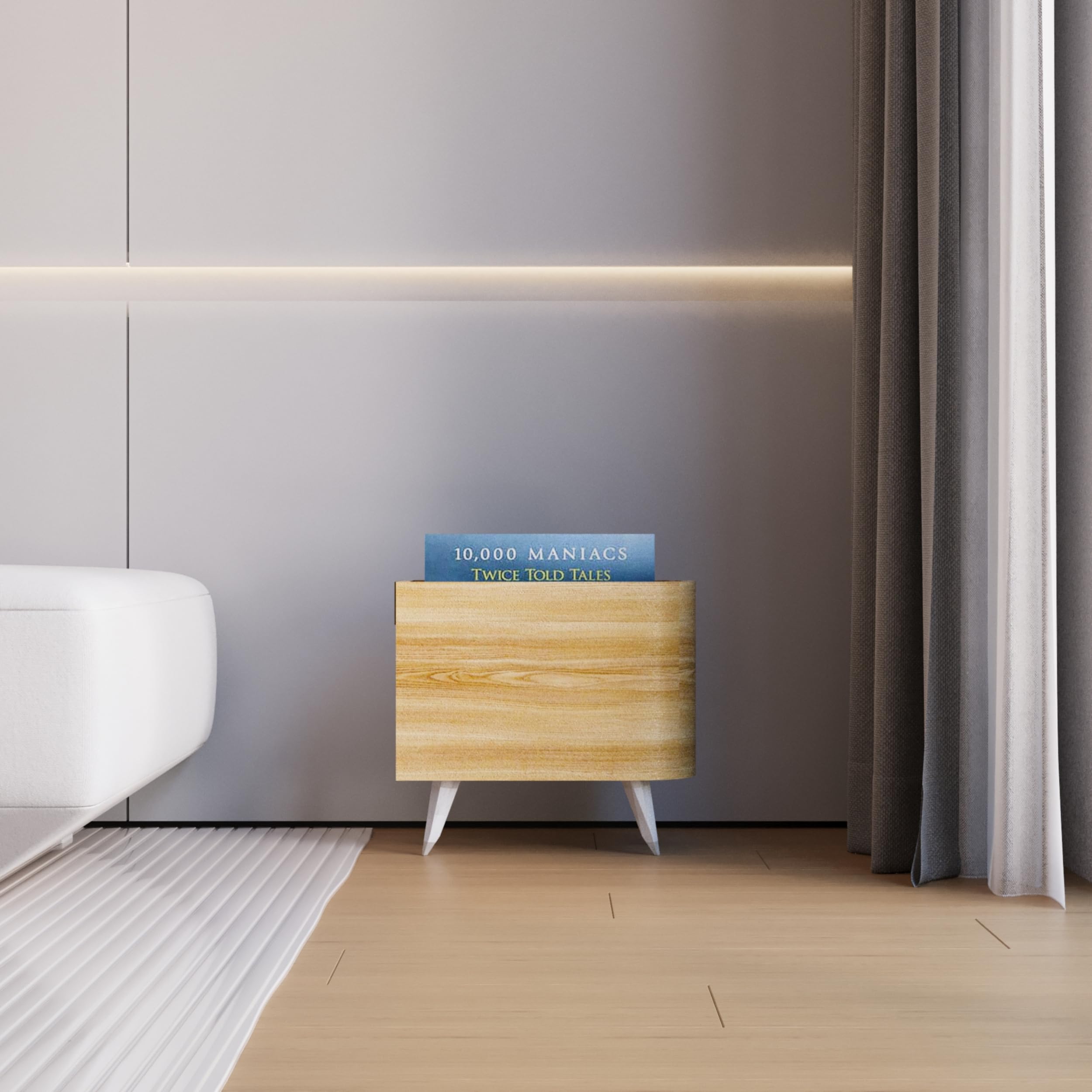 Supporto per dischi in vinile con decorazione dorata, porta riviste in legno, scatola per accessori per album, libreria compatta da pavimento, cassa per dischi (Wenge)