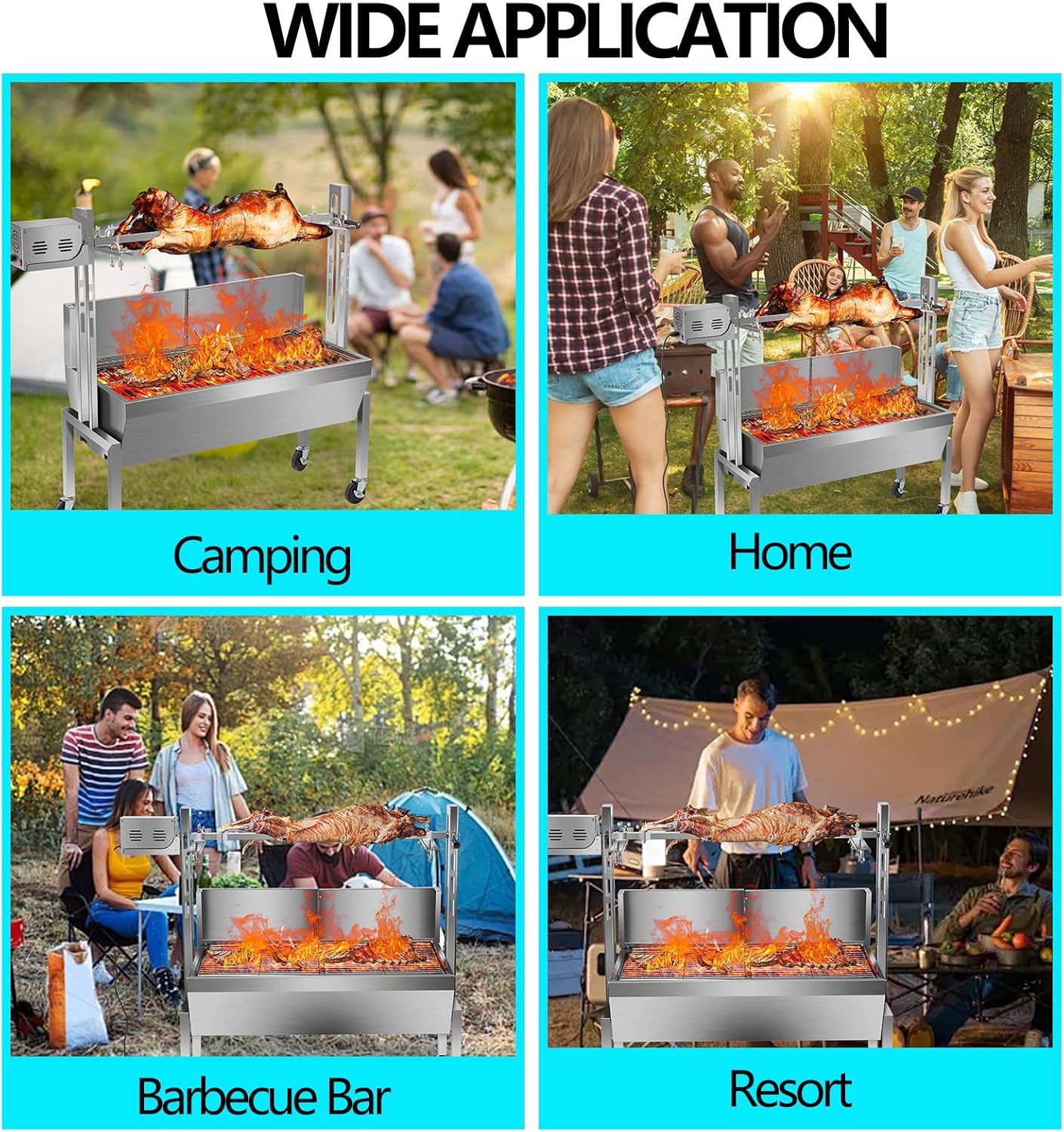 Clearance 40W Rotisserie Grill, 36" Pig Roaster Rotisserie with Windscreen, Max 145LBS Load Capacity, Height Adjustable, Suitable for Pig, Goat Barbecue