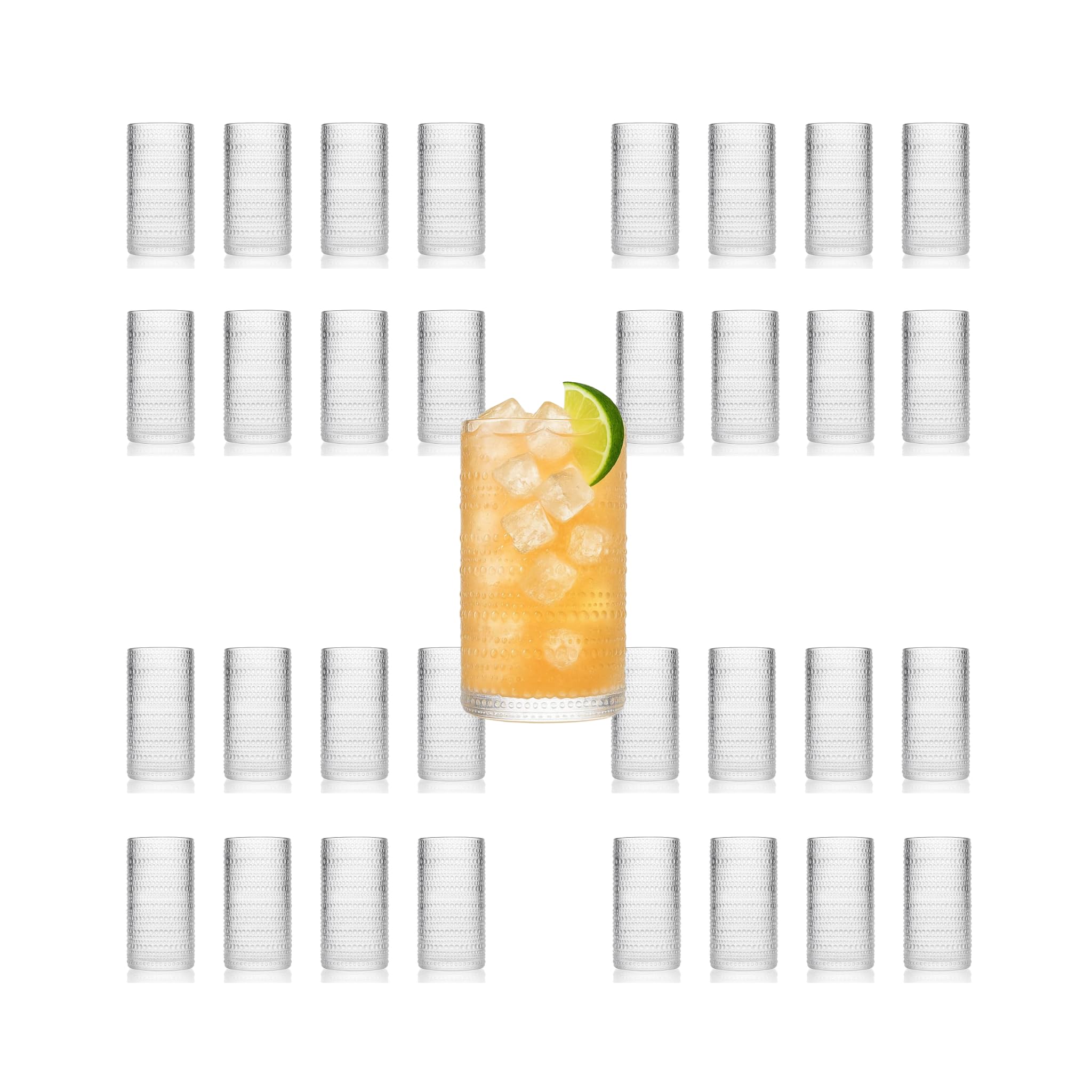 LEMONSODA Vintage Clear Hobnail Drinking Glasses Highball 15oz Set of 32 2225