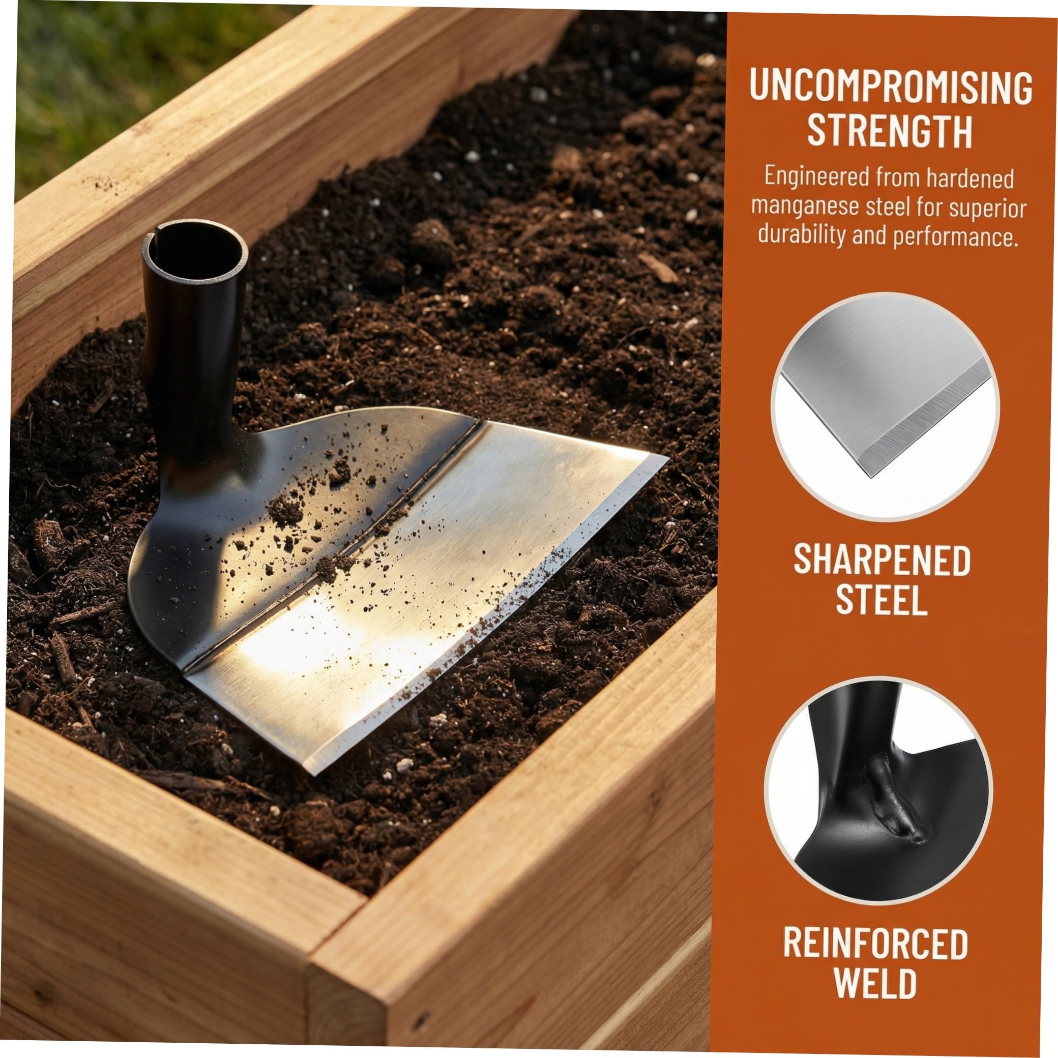 Ipetboom Attrezzo Manuale da Giardinaggio Zappetta in Acciaio per Diserbo e Lavoro Terreno Duro 23,5 CM per Orto, Prato e Coltivazione Agricola