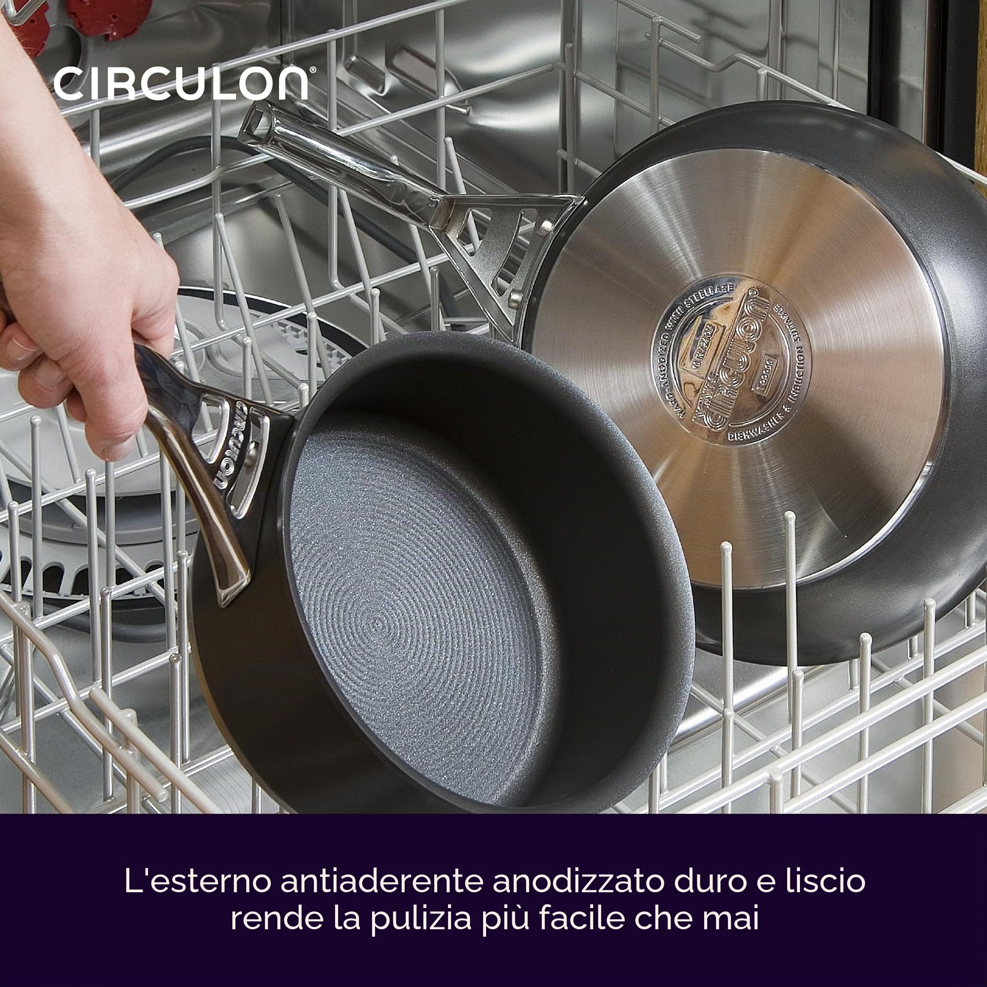 Circulon Infinite - Wok antiaderente a induzione con coperchio in acciaio inossidabile, 36 cm