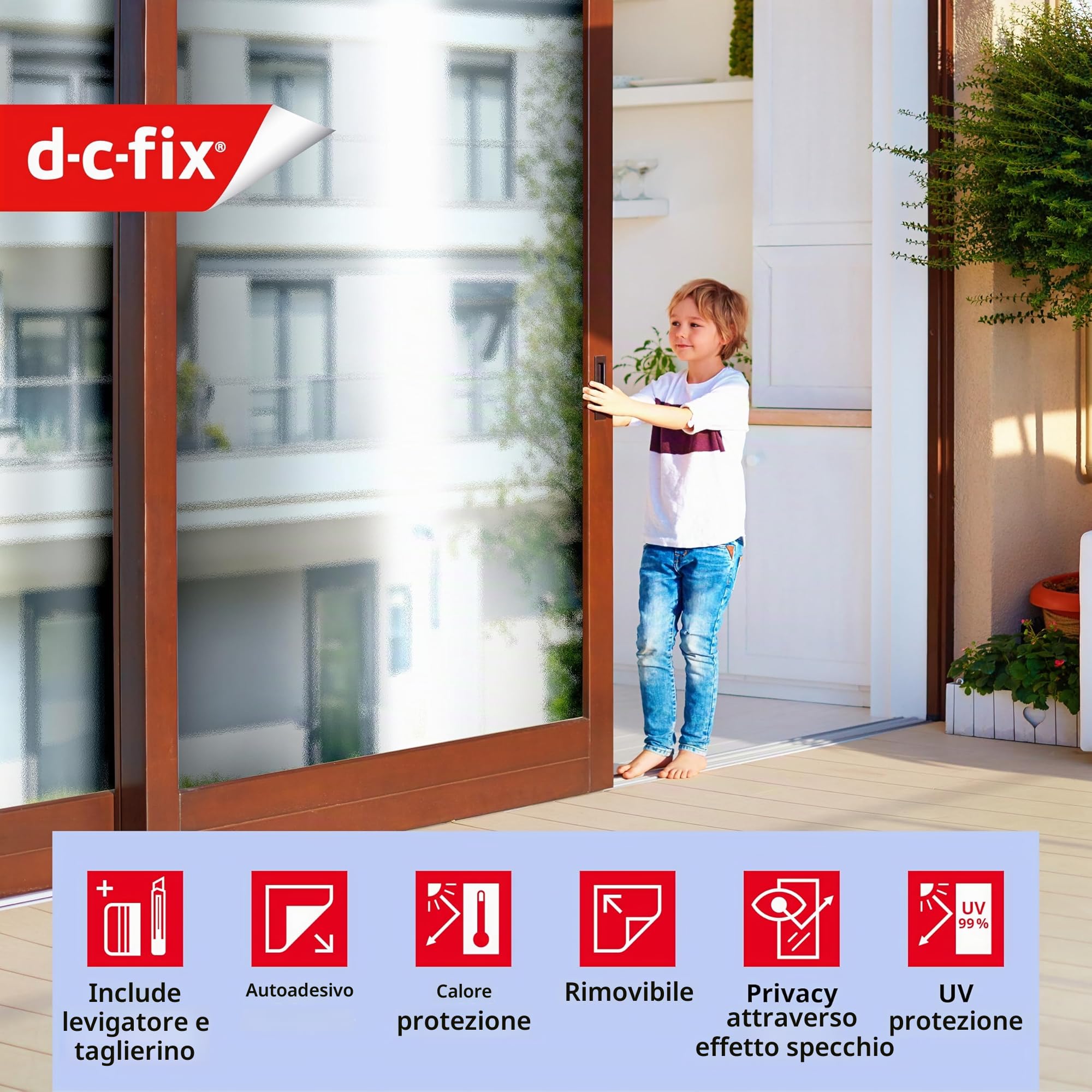 d-c-fix Pellicola Specchio Autoadesiva (90x150cm) Pellicola per Finestre Privacy da Esterno, Trasparente all'Interno (di giorno) – Protezione UV 99%, Pellicola Riflettente