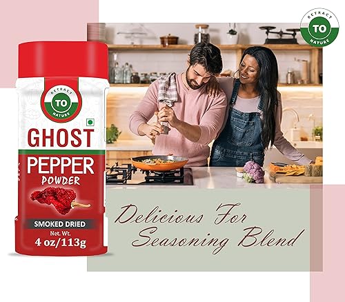 Miniatura 3 de Polvo de pimienta fantasma (Bhut Jolokia Chili) – 4 oz/113 gm, 100% puro, ahumado, picante y picante en polvo, añade un sabor único, delicioso,
