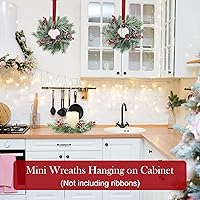 Vista 6 de Anillos de vela de Navidad – Juego de 12 anillos de vela artificiales de bayas rojas y piñas de 10 pulgadas, coronas de velas de Navidad