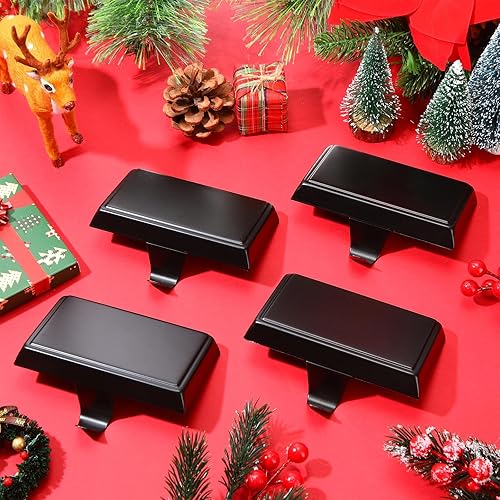 Miniatura 3 de Yexiya 12 ganchos de metal para colgar calcetines de Navidad, soportes de metal para colgar en chimenea, soportes para calcetines de Navidad, bases