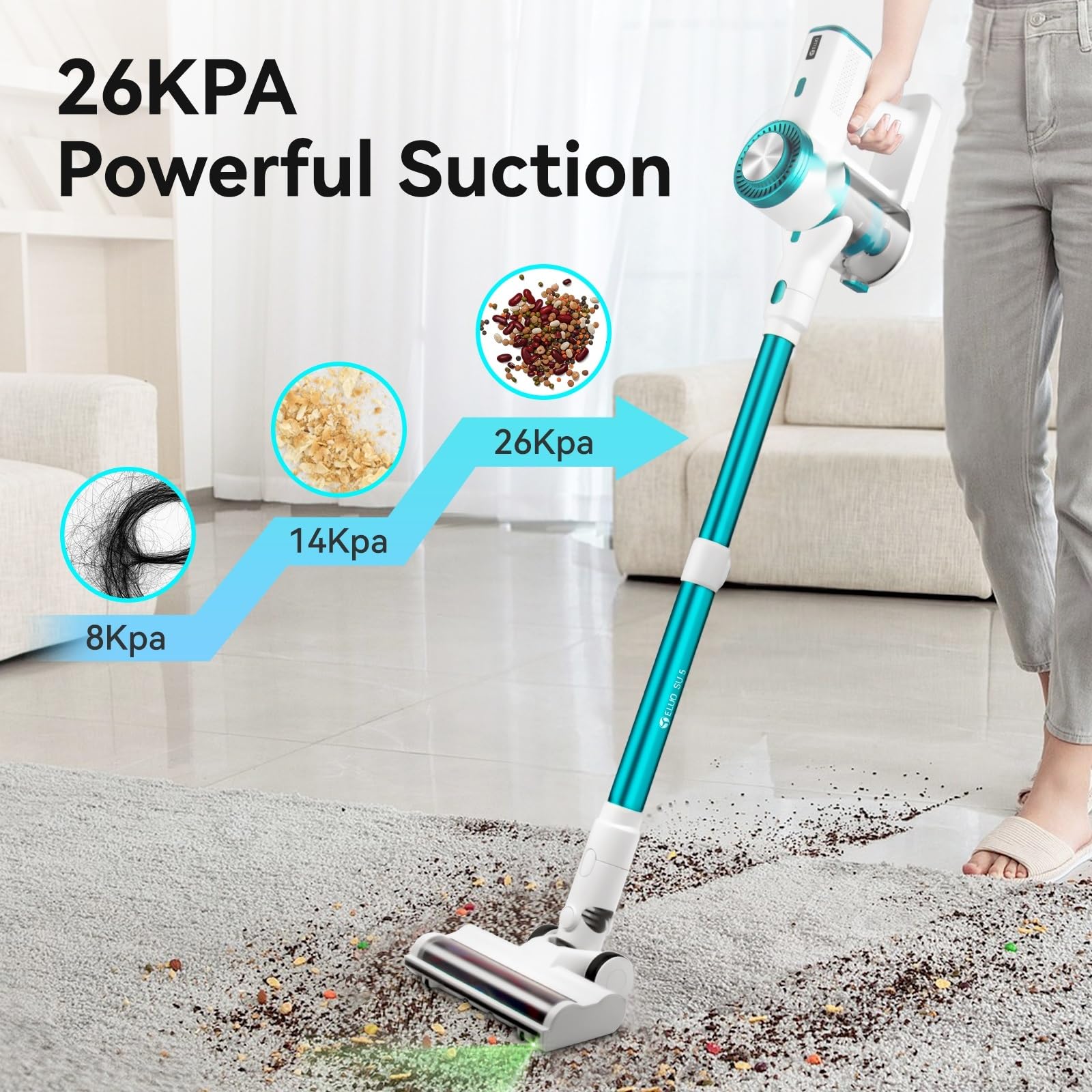 Aspiradora, Aspiradora de Mano inalámbrica, 26000PA, Pantalla táctil, Sensor de Polvo Inteligente, Control de Velocidad automático para Limpieza de alfombras de Cama en casa para el hogar