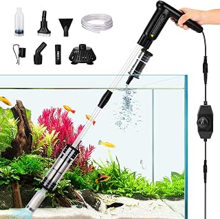 AQQA 18W Electric Aquarium Gravel Vacuum Cleaner - 7-in-1 Anti-Clog Kit for Fish Tank Cleaning, Sand Washing, Water Change, 10-200 Gallons