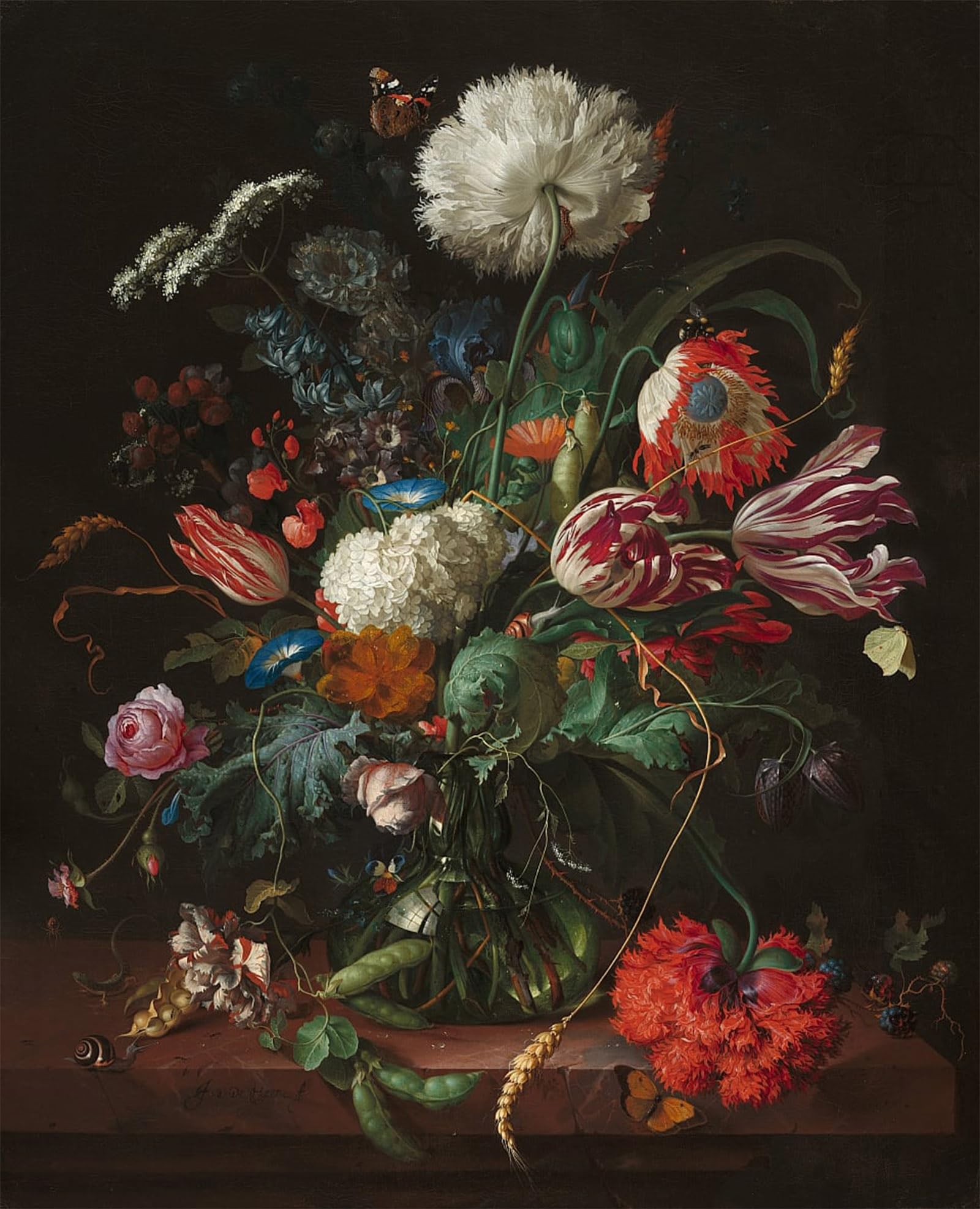 ARTXLXXBN Famous Art Print Poster Vintage Wall Art Vase of Flowers by Jan Davidsz De Heem Canvas Art Poster for Home Decor 60x90cm
