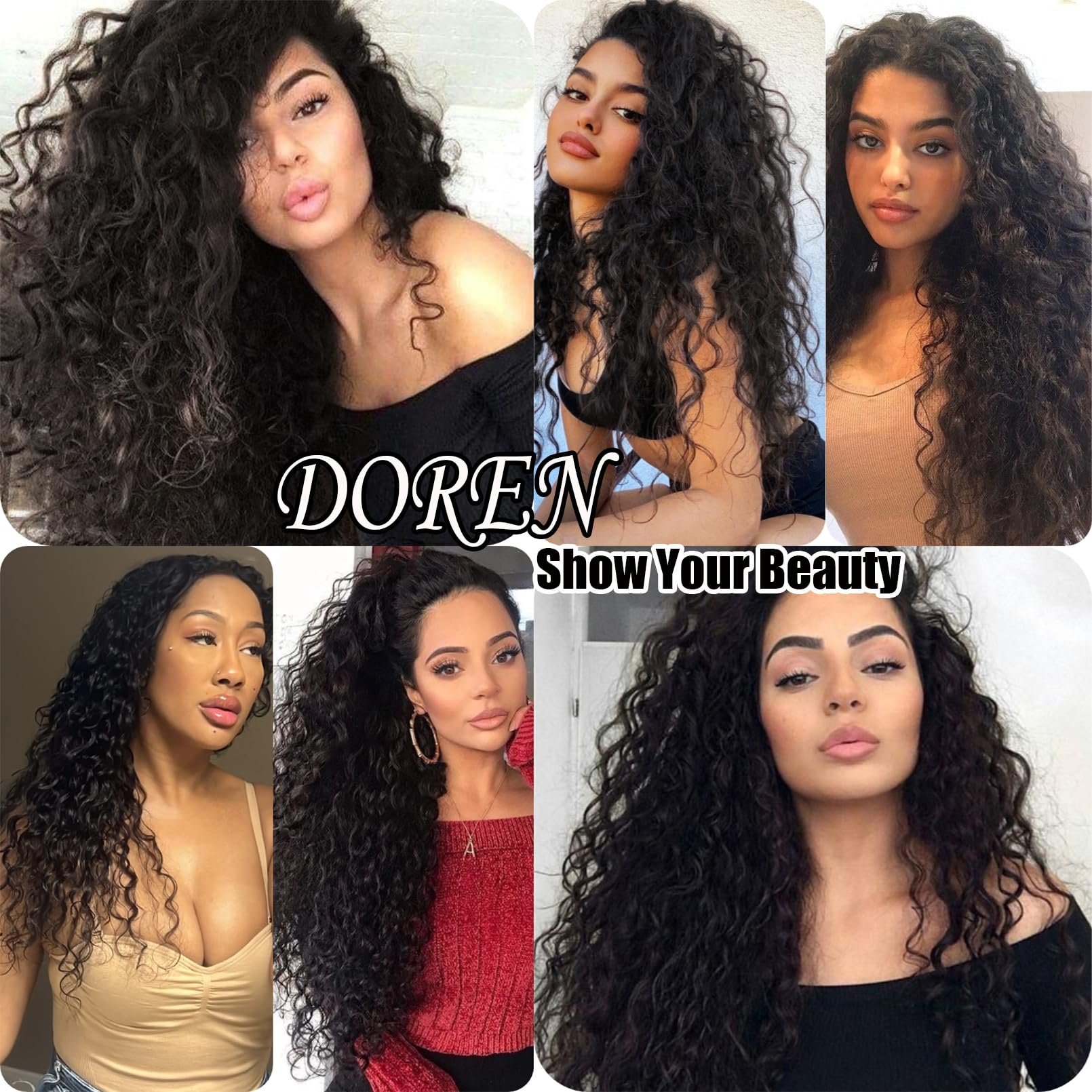 Doren Deep Curly Clip In Echthaarverlängerungen für Frauen 8Pcs 20Clips 120g brasilianische Virgin Remy Wasser gewelltes Haar natürliche Farbe