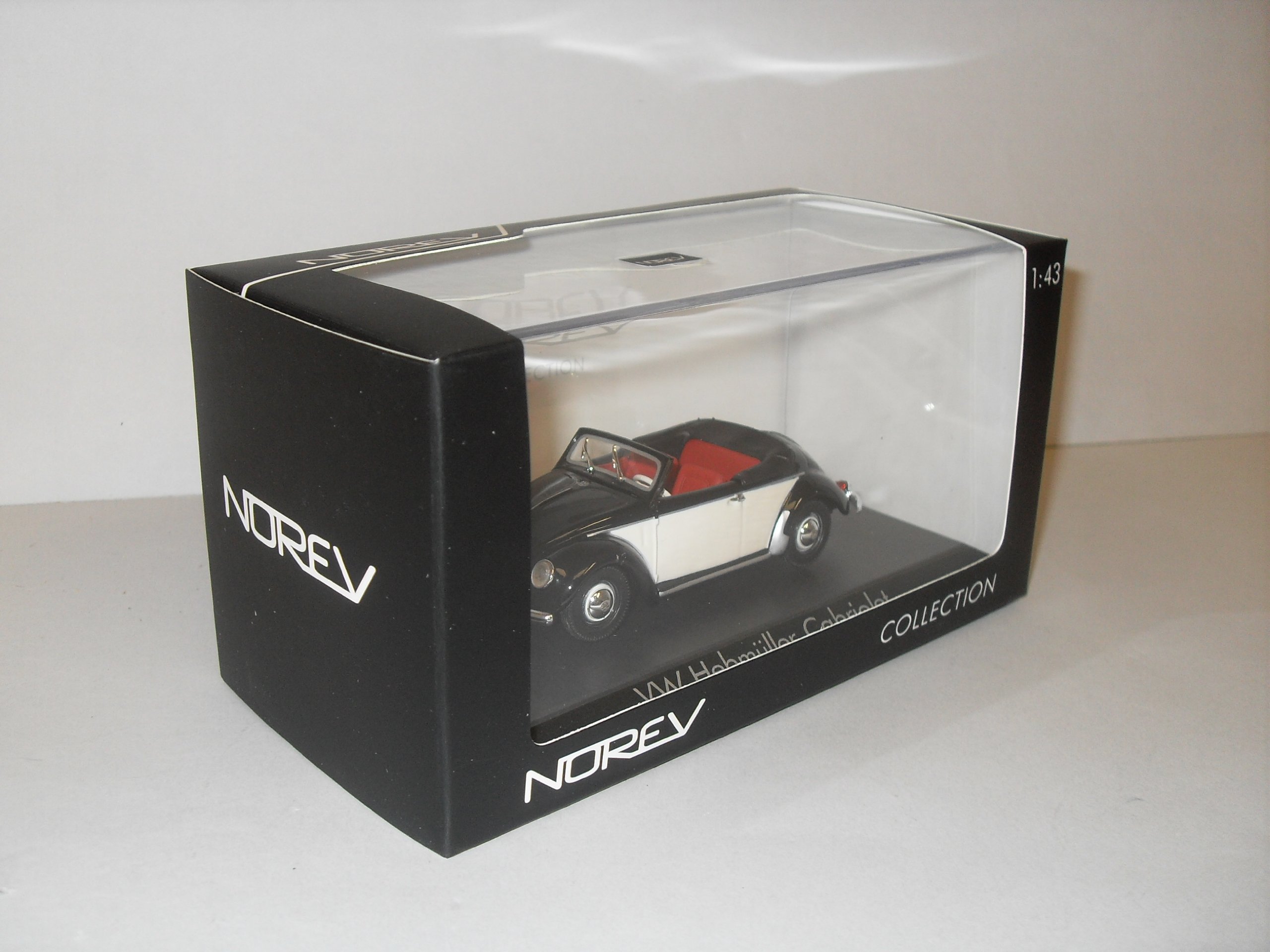 Miniature Norev – VW Hebmüller Cabriolet 1949 – 1/43 – Noir/beige – Neuve