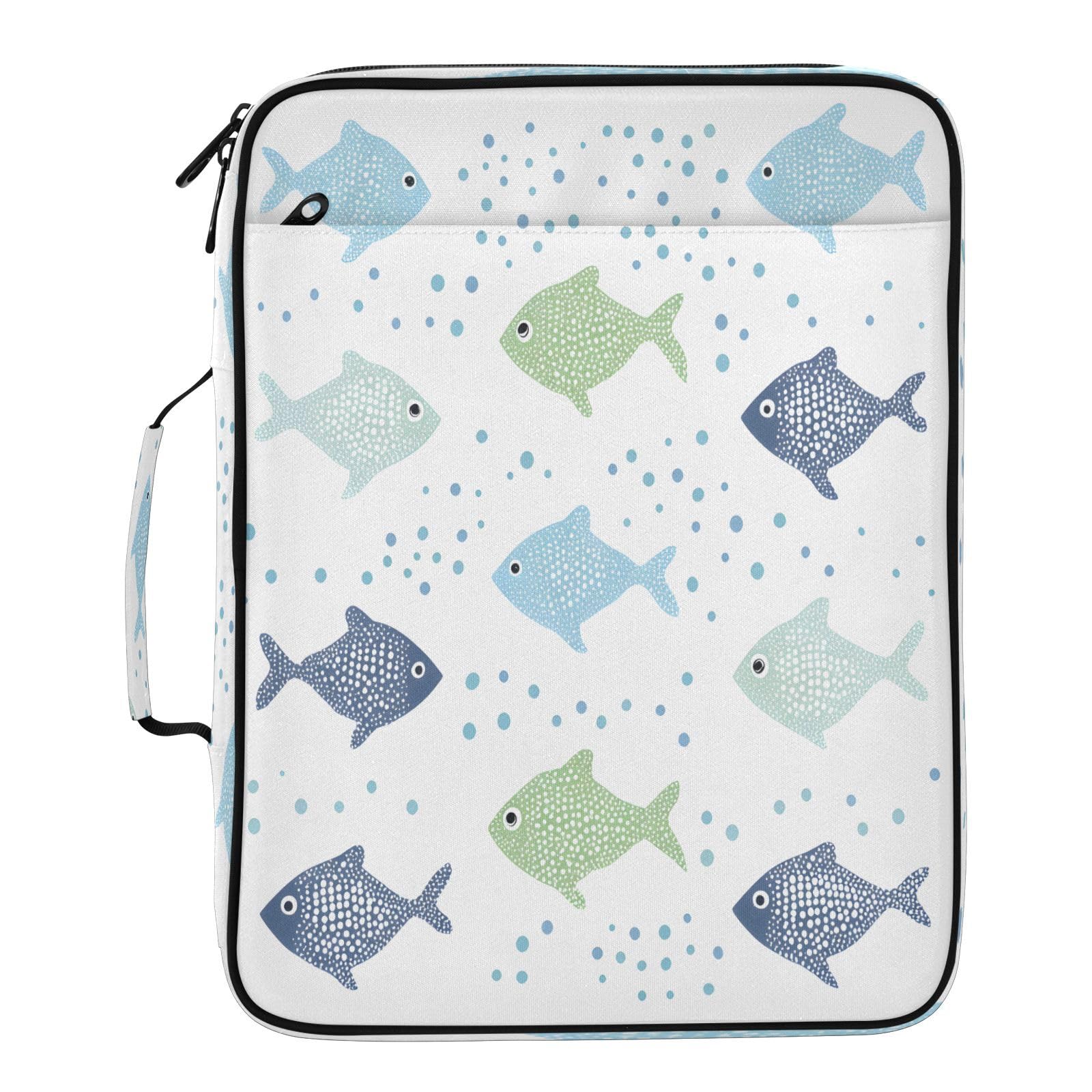 Raccoglitore espandibile, con 3 anelli colorati e carini a forma di pesci, con fisarmonica a 7 tasche, per scuola, ufficio, viaggi