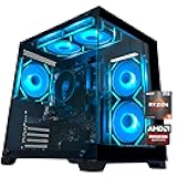 Gaming PC Desktop Computer AMD Ryzen 5 5600GT,16GB DDR4 3200MHz,1TB M.2 NVMe PCle4.0 Gen4,550W 80PLUS PSU,WiFi,Game Design Office Console,Sea View Room, Towers Prebuilt PC (Black)
