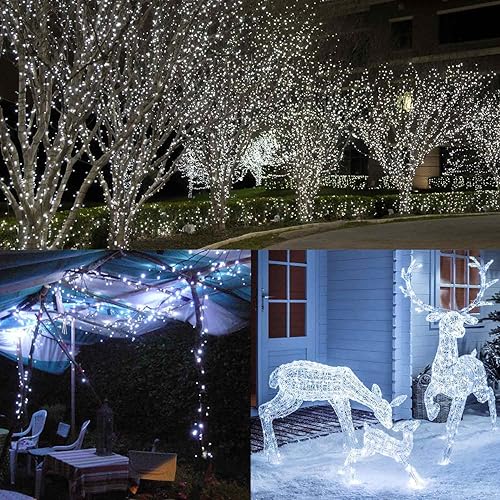 Miniatura 7 de Toodour Luces de Navidad para exteriores, cadena de 600 luces LED de 213 pies, temporizador, impermeable, 8 modos de luz de Navidad al aire libre,