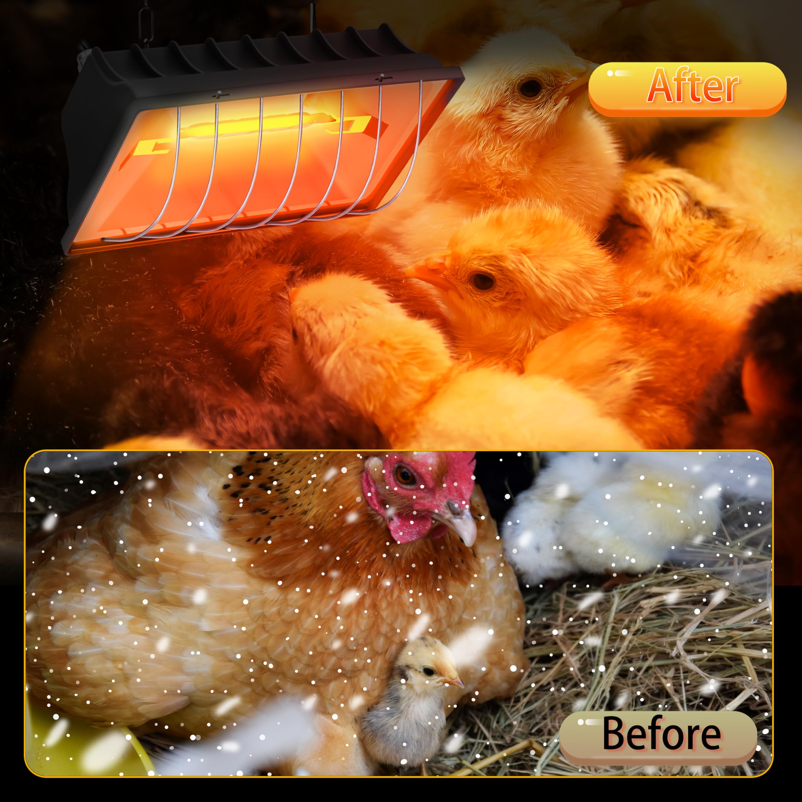 Lámpara calefactora de pollos, 175 W, placa de calefacción para pollitos, luz colgante, temperatura y altura ajustables con pantalla de aleación de aluminio anticaída, adecuada para pollos, patos
