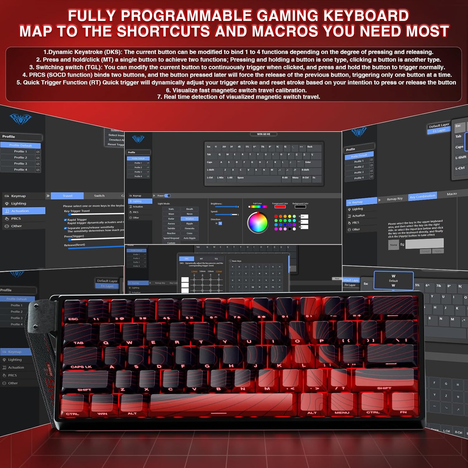 AULA WIN60 HE MAX - 60% Mechanical Gaming Keyboard Wired, Hall Effect Magnetic Switches Hot Swappable, Adjustable Actuation Rapid Trigger Mode, 8000 Hz Polling Rate, 60 Percent Keyboard Compact Design 10 810 H+VCvFL. AC SL1500