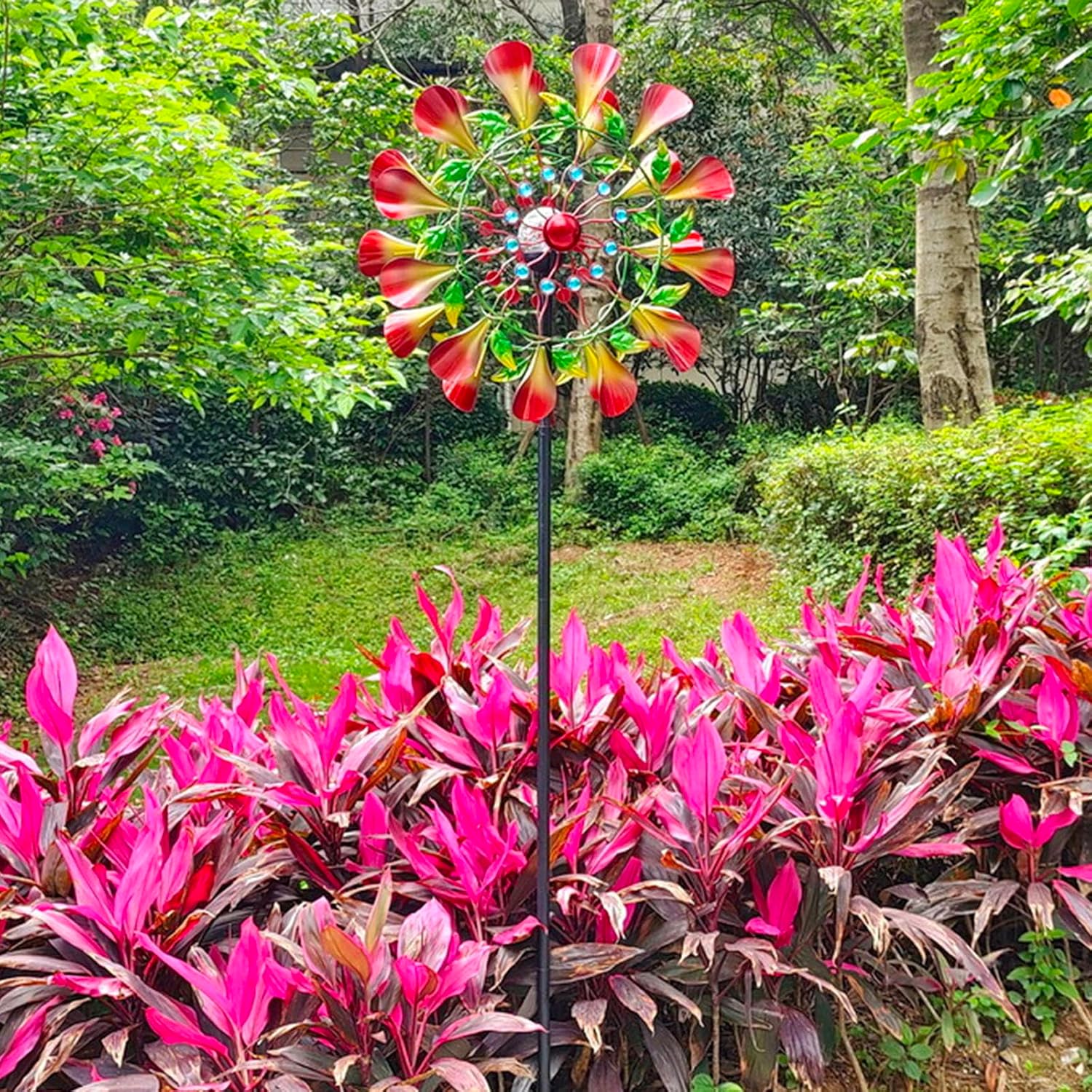 83in Wind Spinners Outdoor Metal Large 360° Dual Direction Dual Rotors Spinning Garden Wind Spinner