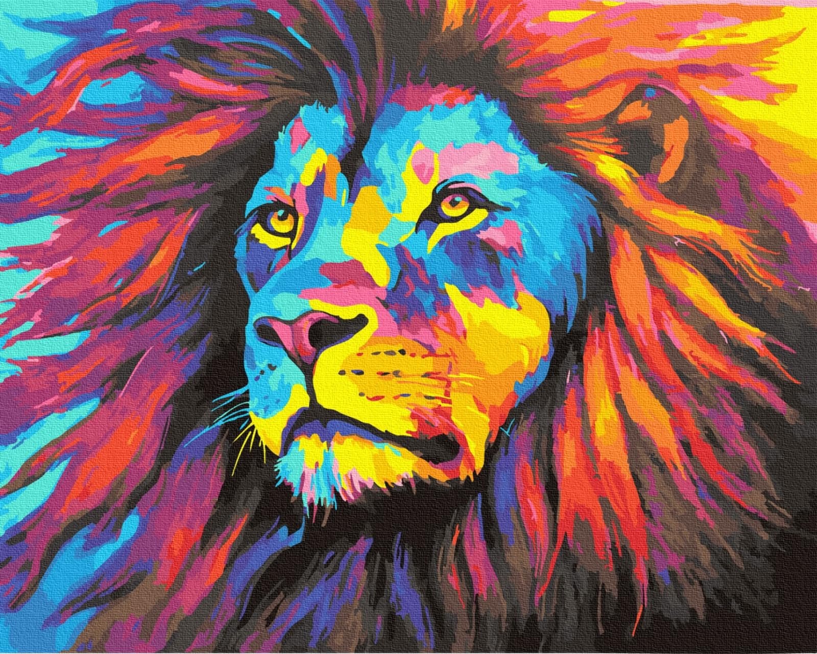 KOMKING Paint by Numbers for Adults Children, Paint by Numbers Kits Animal Painting by Numbers on Canvas, King of Colorful Lion 40x50cm Without Frame