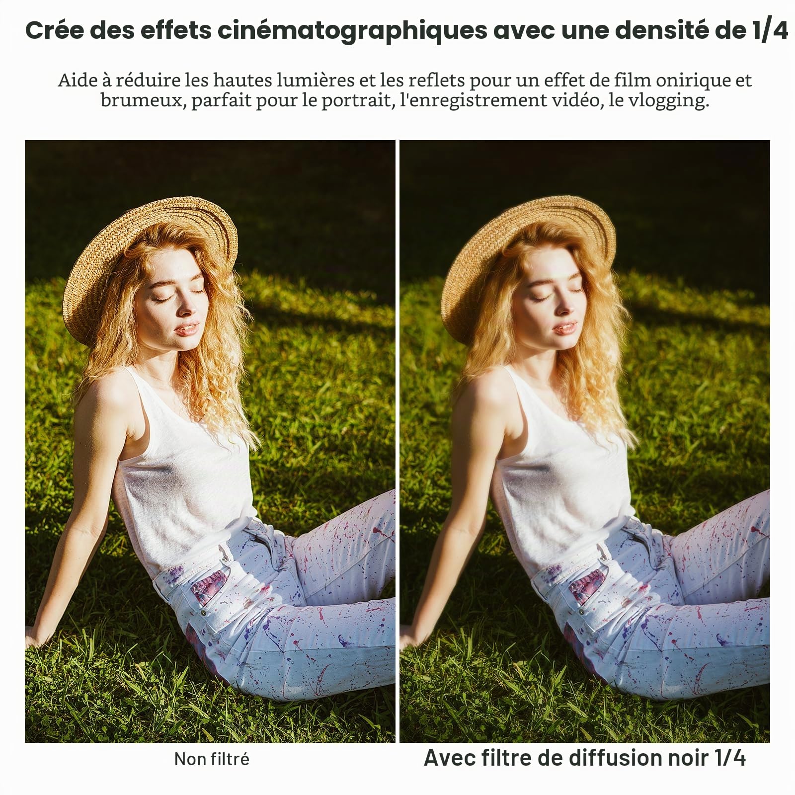 NEEWER Noir Diffusion 1/4 Filtre, Effet cinématique Filtre d'objectif pour Appareil Photo série X100, Verre Optique à revêtement Multiple, pour Fujifilm X100 X100S X100F X100T X100V X100VI Appareil