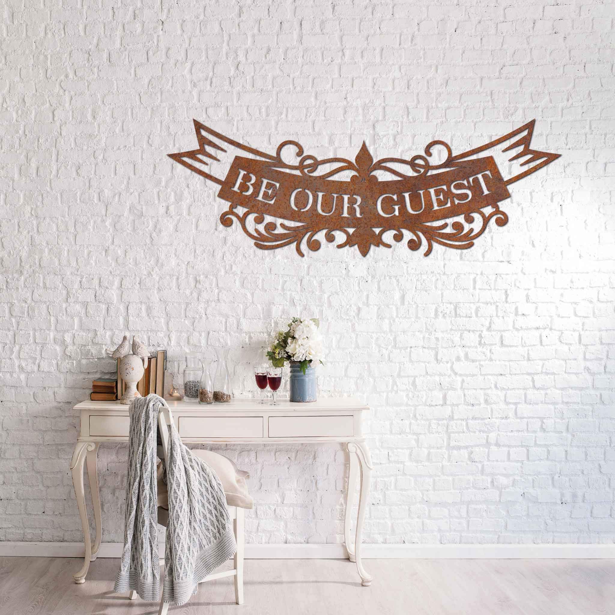 Steelmonks Be Our Guest - Una splendida targa in metallo da parete per tutti la tranquillità (45 cm, acciaio inox)