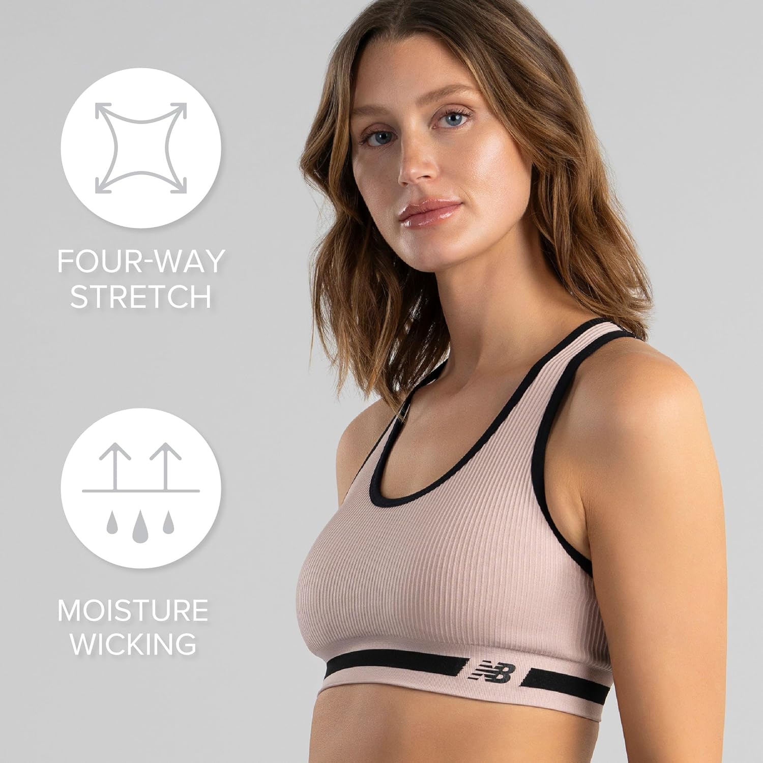 New Balance Womens Seamless, Racerback Sports Bra with Allover Texture and Engineered Breathability - Image 4