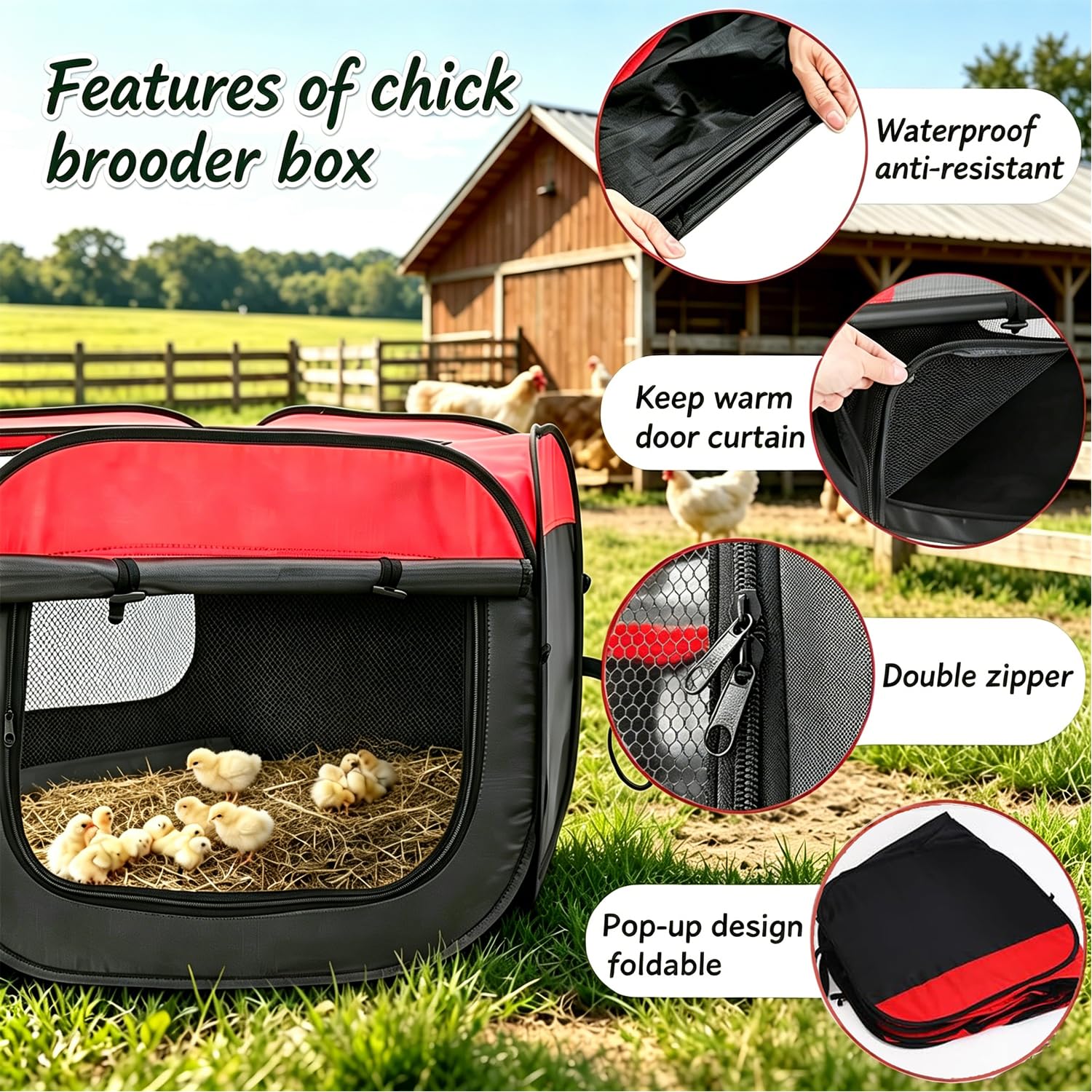 MEISO Recinto per Animali Domestici, Recinto per Cani da Interno Pieghevole, Box Traspirante Portatile per Gatti Conigli Cuccioli, Incubatrice per Pulcini, per Interni ed Esterni Viaggi e Campeggio
