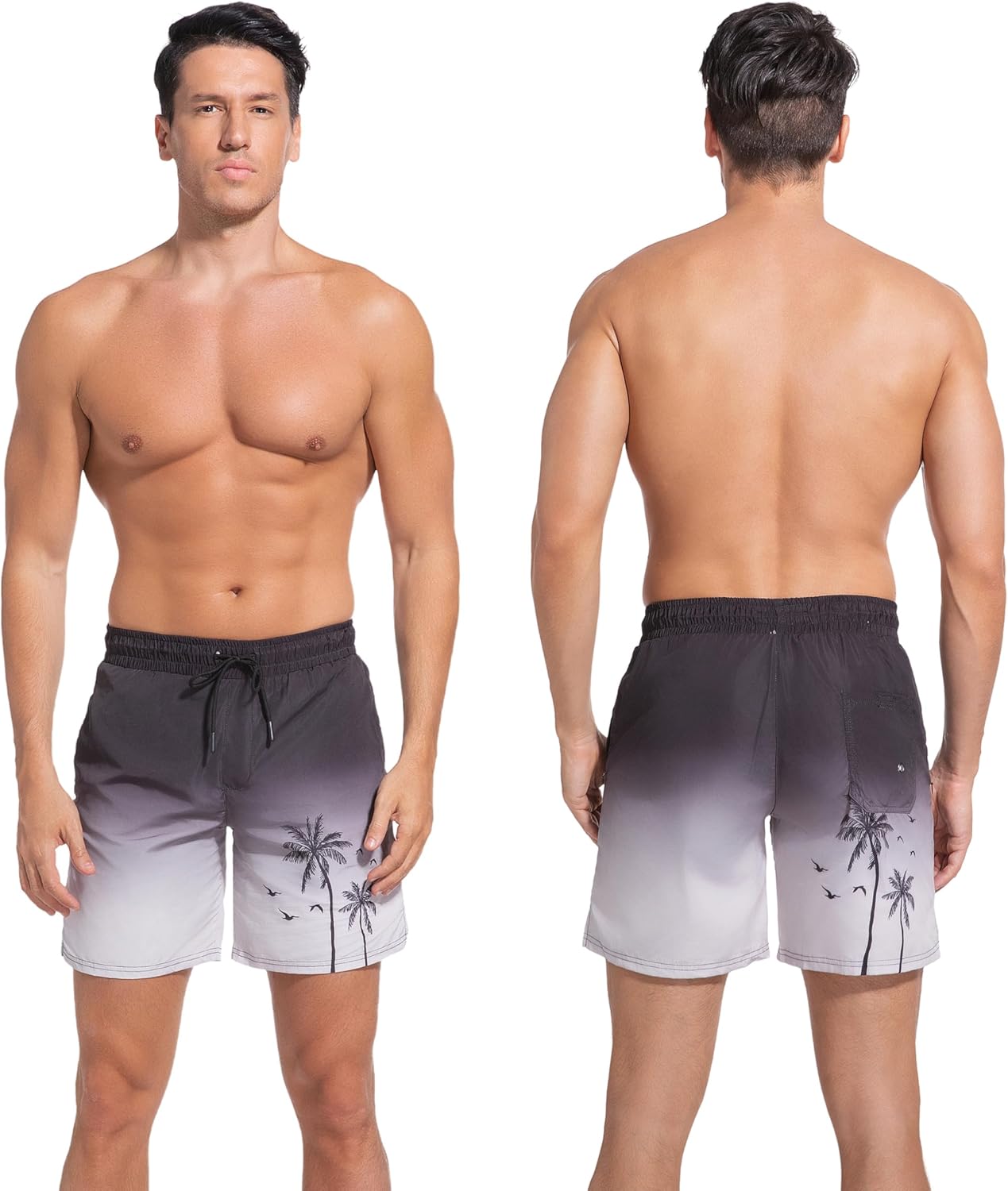 Men's Swim Trunks with Compresssion Liner 7" Swimwear Board Shorts 2-in-1 Bathing Suits with Zipper Pockets - Image 2