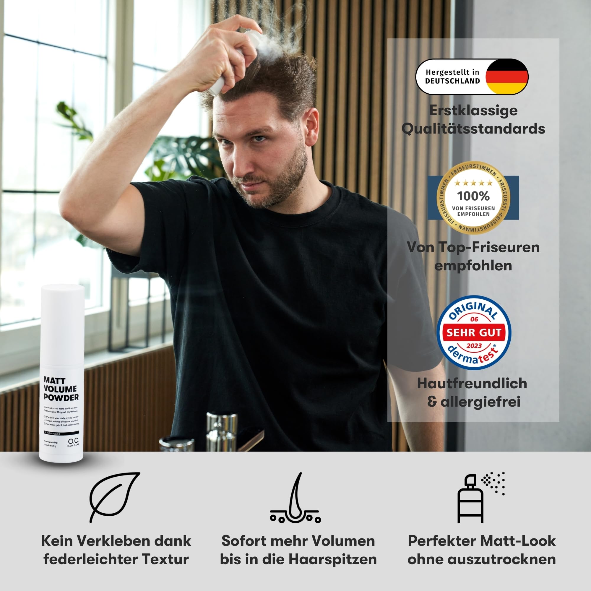 O.C. HAIRCARE Streuhaar Starter Set zur Haarverdichtung - für Scheitel, kahle Stellen am Ober- und Hinterkopf - von führenden Salons empfohlen - 11 Farben - widerstandsfähige Streuhaare