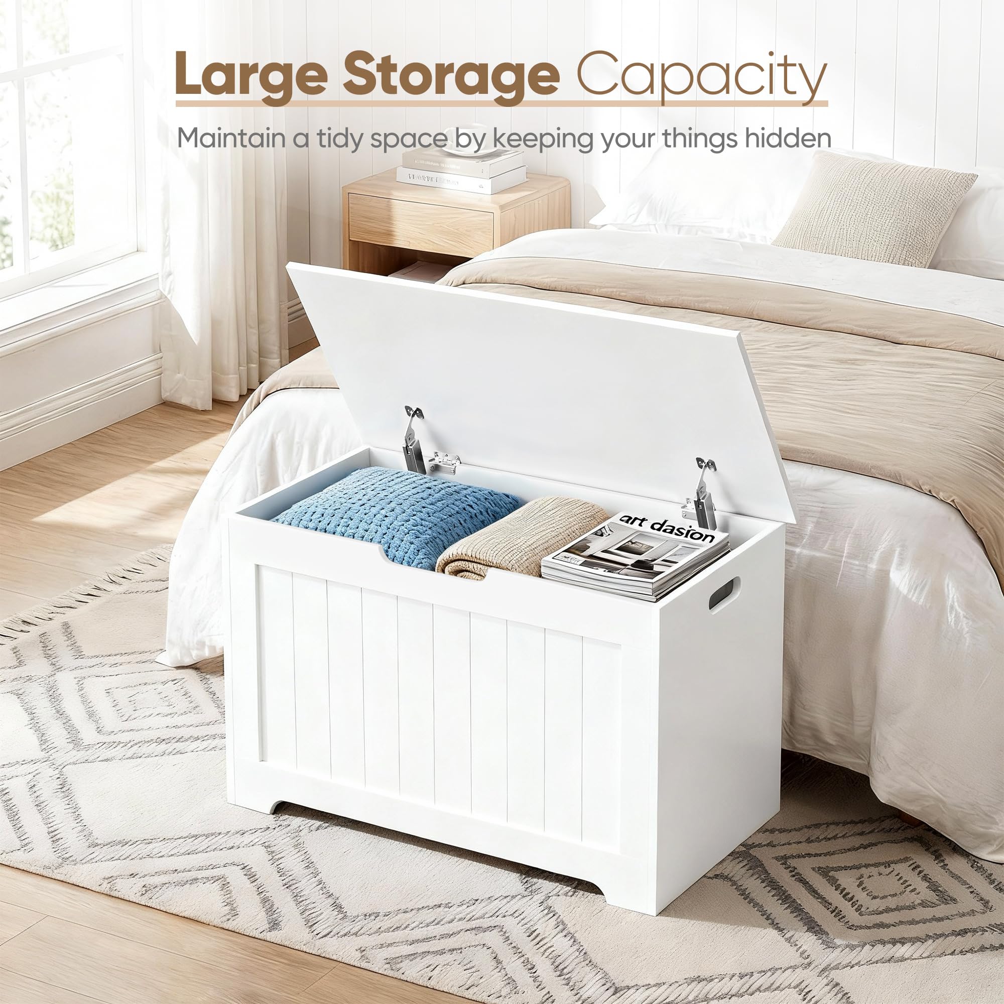 Amazon.com: ZenStyle Storage Chest, Wood Storage Bench with 2