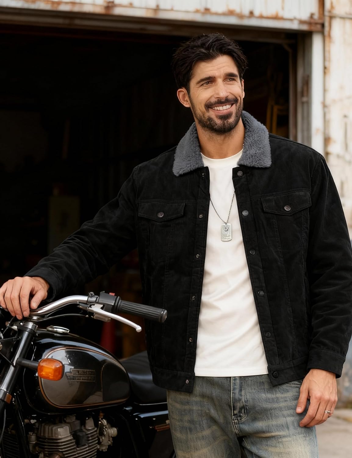 TACVASEN Men's Corduroy Jacket Fleece Sherpa Lined Winter Coats Warm Cotton Casual Trucker Cargo Jacket with Multi Pockets - Image 2