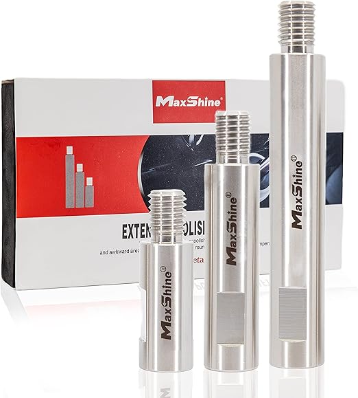 Maxshine Universal Stainless Steel Rotary Extension Shaft Set - 2in, 3in, 5in, Fits 5/8” Backing Plate - 3 Pieces Rotary Polisher Extender for Car Polishing & Angle Grinder -Rotary Polisher Accessory