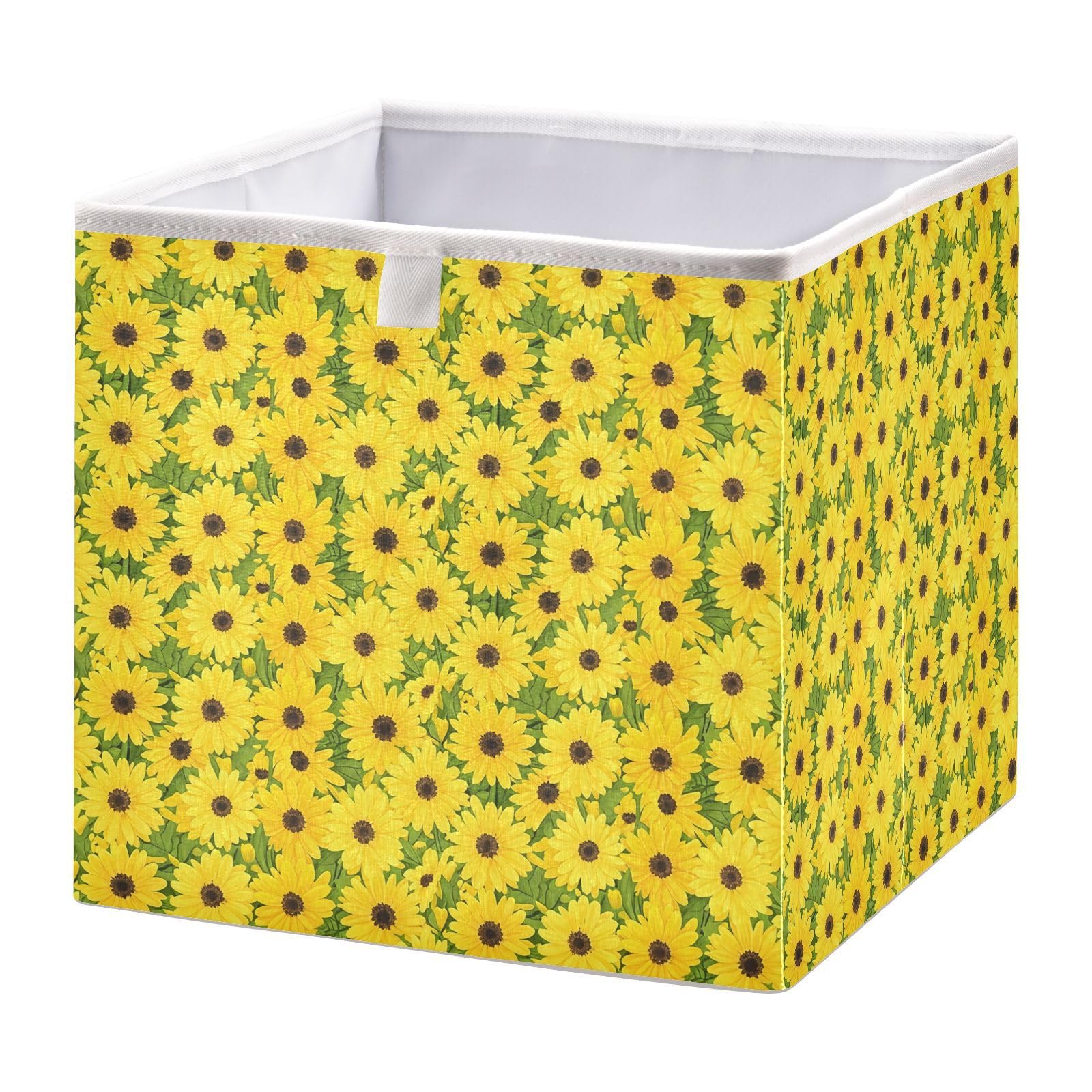 Ewusp Sunflowers Cube Storage Boxes 28x28 cm Foldable Closet Organiser Bin Holiday Basket Baby Basket for Nursery Bedroom Office