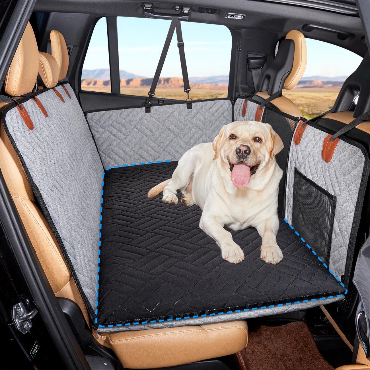 Dog Mat for Back Seat Extender for Dogs,Dog Bed for Car,Pet Cover for Hammock for Car,Hard Bottom Car Seat Cover for Dogs (Black, for car)
