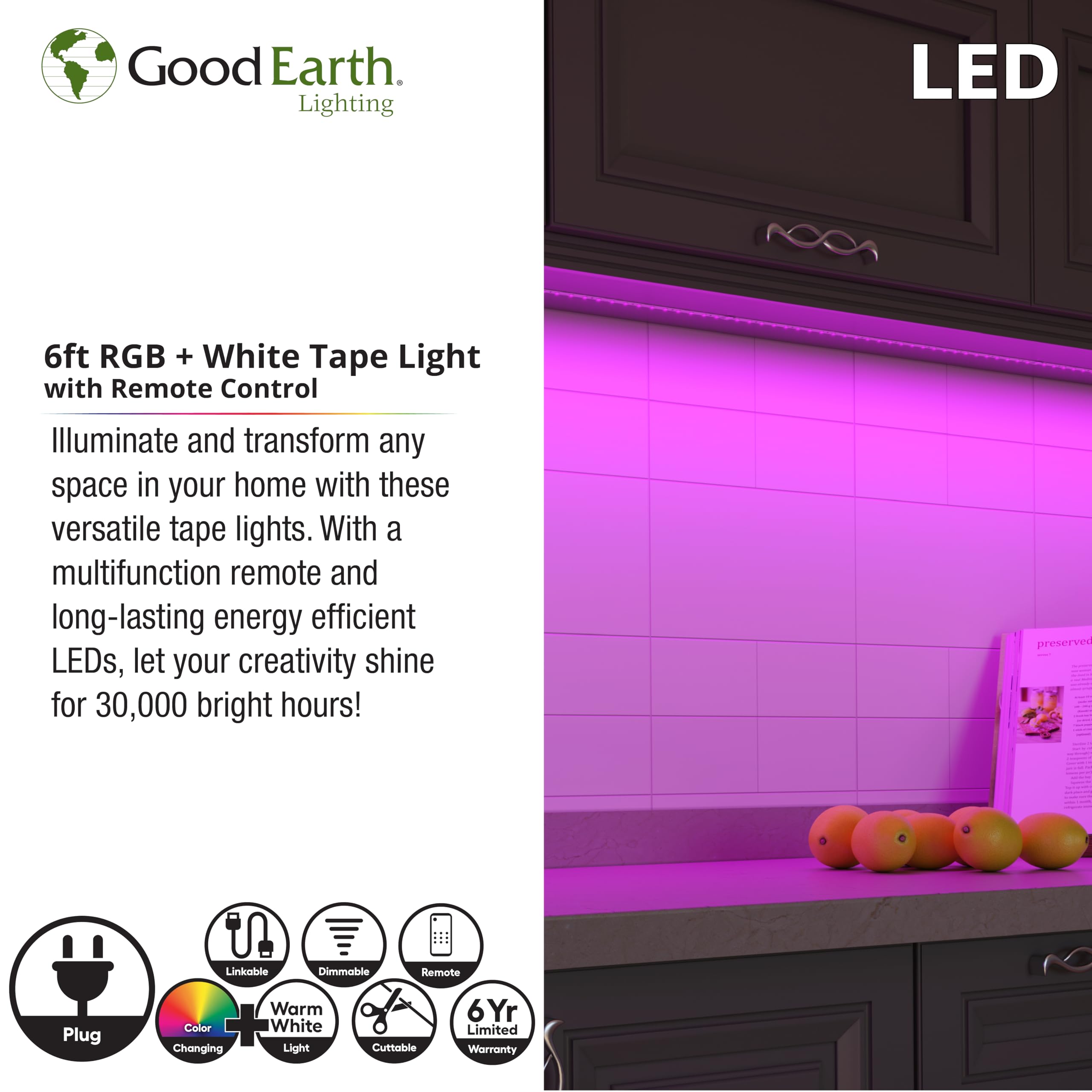 Good Earth Lighting AC1068-WHG-12LF0-G Light, White