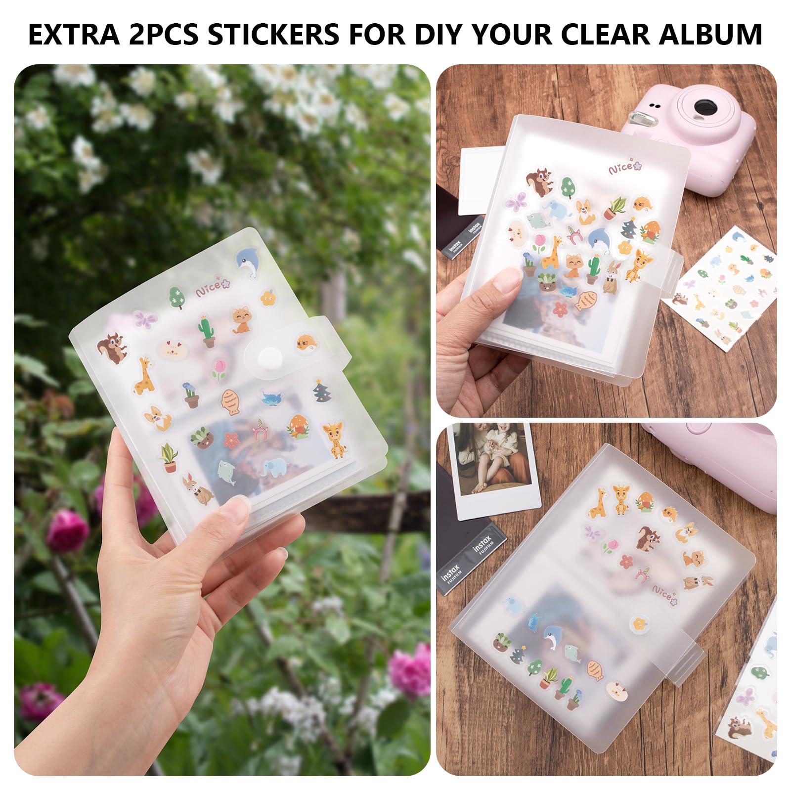 8 in 1 - Kit di Accessori Fotografici 2x3 Compatibile con Fujifilm Instax Mini 13/41/12/11/9/8/7/99/40/50/LiPlay/LiPlay+/EVO, Include Album/Cornici Magnetiche/Cornici Sospese/Adesivi