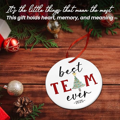 Miniatura 6 de TEEZWONDER Regalos de compañeros de trabajo para mujeres y amigas  Adornos de Navidad de cerámica 2025 para decoración de árboles, regalo de