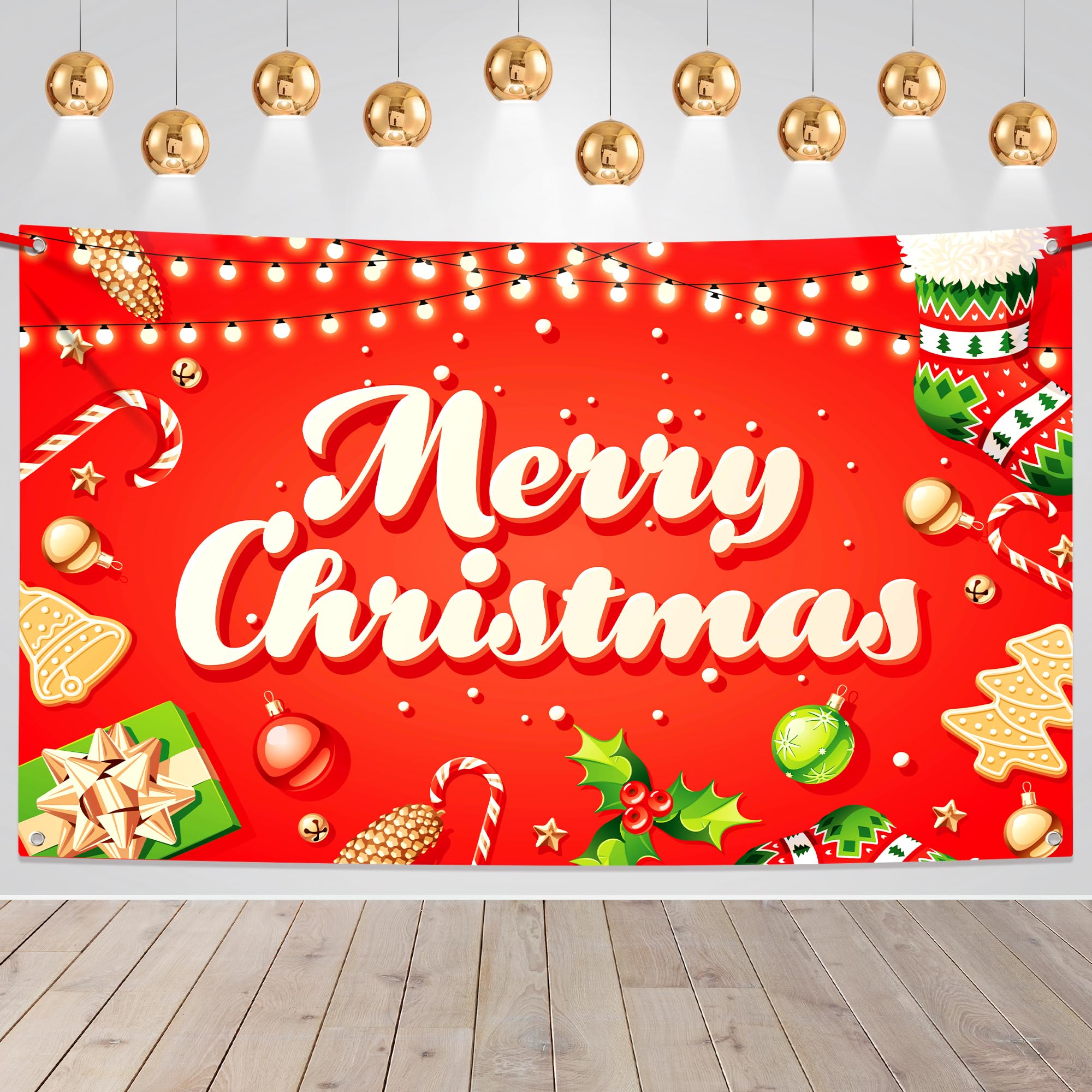KatchOn XtraLarge Merry Christmas Banner - 72x44 Inch | Christmas Backdrop for Decorations & Photography | Party Decorations for Kids