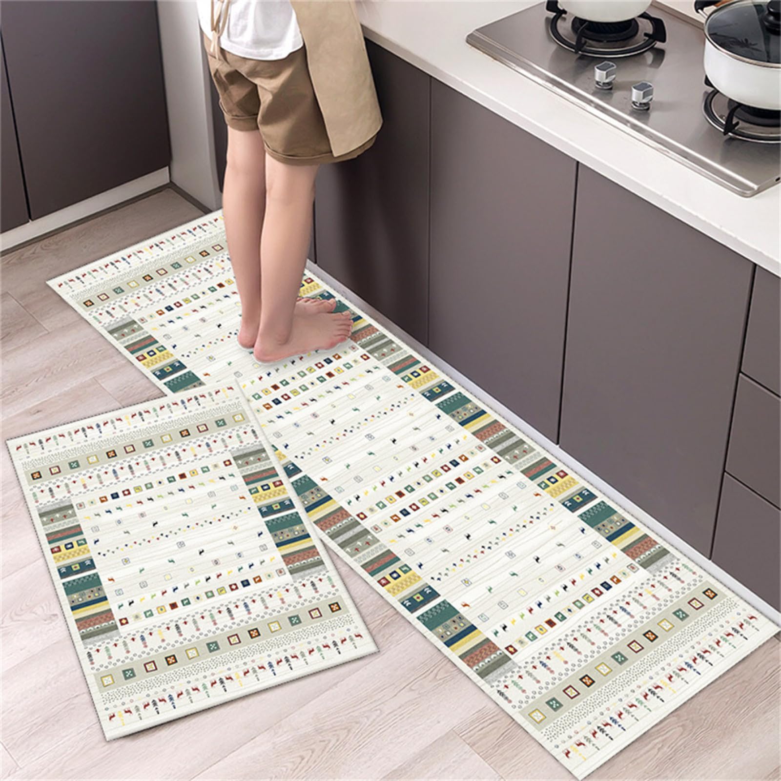 KüChenläUfer KüChenmatte 45x120cm, KüChenteppich Waschbar rutschfest, Teppich LäUfer Flur FußMatte Badematten, Wasser öL Aufnehmen Teppich KüChe Set für KüChe Wohnzimmer, Badezimmer Colour