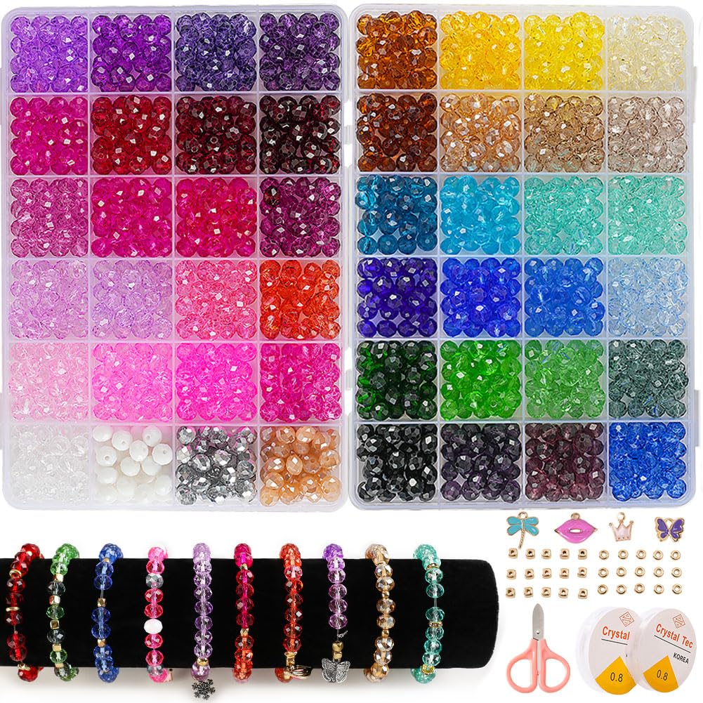 Perles en vrac pour bracelets et loisirs créatifs : assortiment 48 couleurs