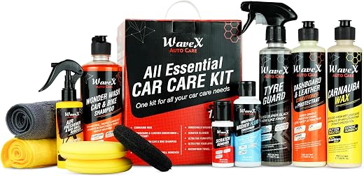 Wavex Car Polish Kit 12 Pcs | Includes Car Dashboard Polish, Car Wax, Tyre Polish, Car Shampoo, Windshield Washer &amp; Car Fr...