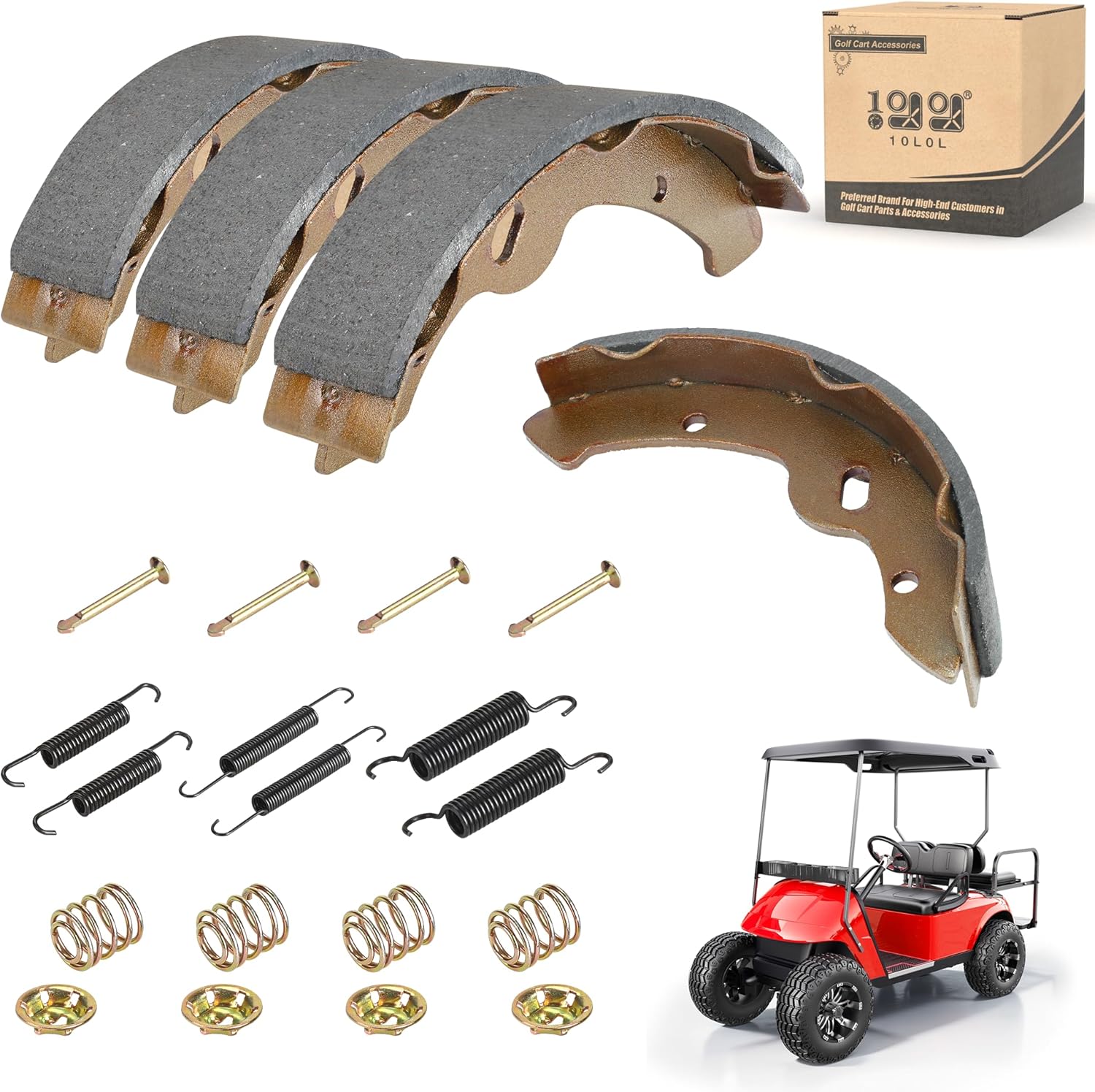 10L0L Golf Cart Brake Shoes,Brake Pads and Bendex Drum Spring Kit for Yamaha 1993-Up G14, G16, G19-G22 and 1996-Up TXT/EZGO/ST350/Workhorse/Medalist 1997 UP OEM 27943G01 27945G01 70794G01 70795G01