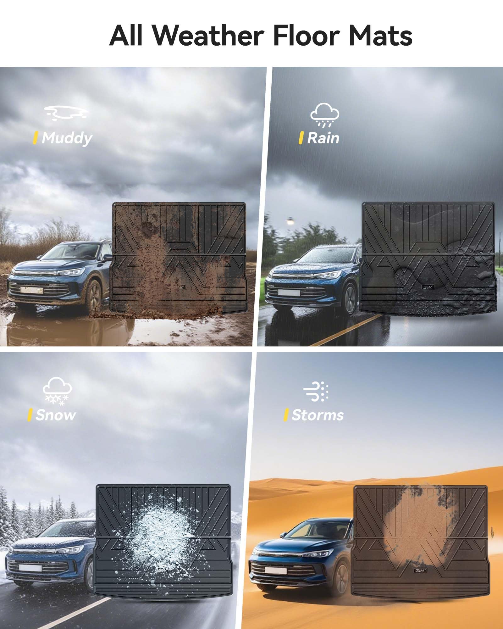 3W Mata Bagażnika dla Volkswagen Tiguan 2025, Wodoodporne i Wytrzymałe Maty ochronne Bagażnika Psów z Thorex™, Tyłu Zrównoważające Uderzenia dla Tiguan