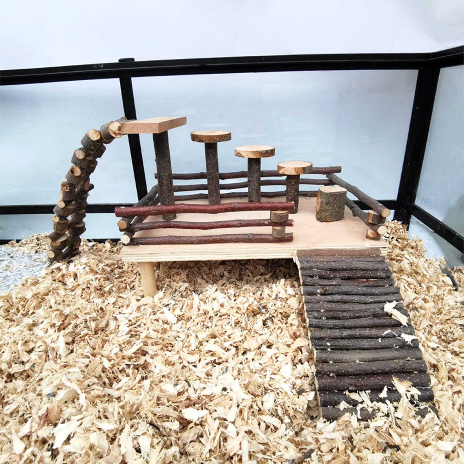 Jaula de hámster de juguete para mascotas pequeñas, plataforma de madera, ardillas, jaula, accesorios de juguete para escalada de animales pequeños