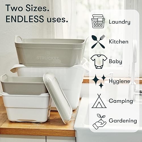 Miniatura 6 de Strucket Colador y cubo con drenaje cubo de 5 galones con filtro entrelazado, extraíble. Fregadero portátil, colador para lavar alimentos,