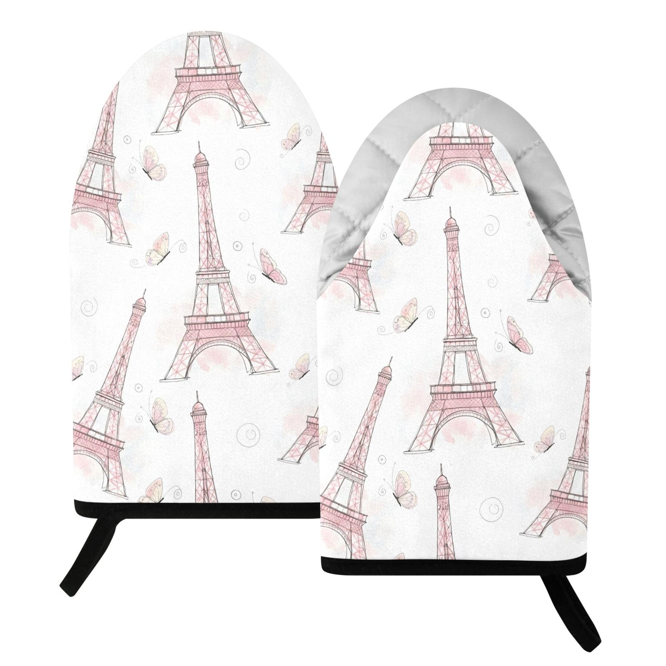 Kutsu Eiffel Towers Oven Mitts for Kitchen, Heat Resistant Cotton Oven Gloves for BBQ Baking Cooking, Breathable Kitchen Essentials, 2 pcs